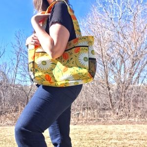 Hippie floral print tote